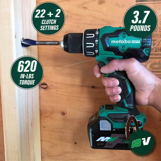 Metabo HPT 18V/36V MultiVolt 5-Piece Cordless Tool Combo Kit | Hammer Drill | Triple Hammer Impact Driver | Circular Saw | Reciprocating Saw | W_2