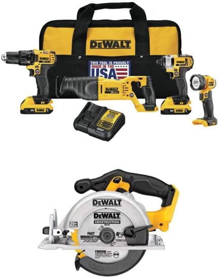 Dewalt デウォルト DCK420D2 20V MAX Cordless Lithium-Ion 4-Tool Combo Kit 20V Combo Kit and Circular Saw