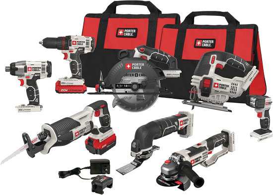 PORTER-CABLE 20V MAX* Cordless Drill Combo Kit 8-Tool (PCCK619L8)