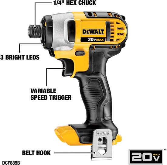Dewalt デウォルト 20V MAX* Cordless Drill Combo Kit , 5-Tool (DCK551D1M1)_4