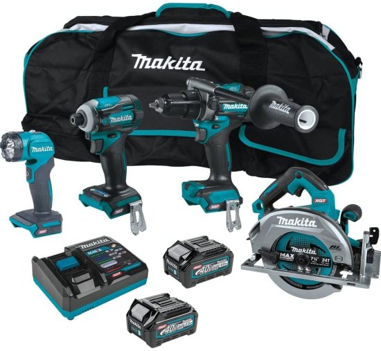 Makita マキタ GT400M1D1 40V Max XGT Brushless Lithium-Ion 7-1/4 in. Cordless Circular Saw 4-Tool Combo Kit (2.5 Ah/4 Ah)