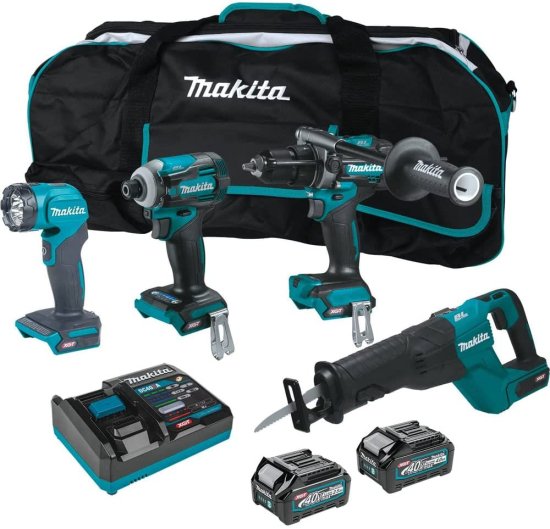 Makita マキタ GT401M1D1 40V Max XGT Brushless Lithium-Ion 1-1/4 in. Cordless Reciprocating Saw 4-Tool Combo Kit (2.5 Ah/4 Ah)