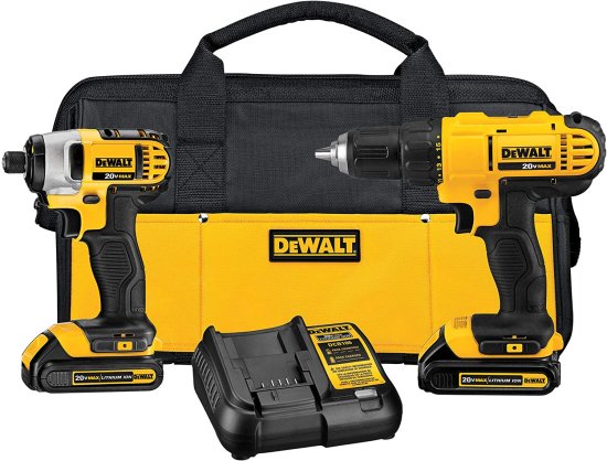 Dewalt デウォルト 20V Max Cordless Drill Combo Kit, 2-Tool (DCK240C2),Yellow/Black Drill Driver/Impact Combo Kit