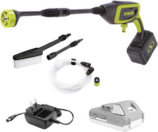 Sun Joe 24V-PP350-LTE 24-Volt iON+ Power Cleaner Kit, Water Siphon Hose, Utility Brush, and more, Portable Cleaning On-The-Go, 350 PSI Max, 0.6