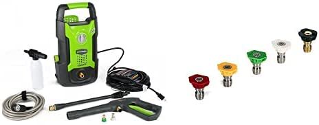 Greenworks GPW1501 1500 PSI 1.2 GPM Pressure Washer (Upright Hand-Carry) with Spray Tips