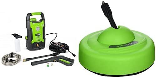 Greenworks GPW1501 1500 PSI 1.2 GPM Pressure Washer (Upright Hand-Carry) with Surface Cleaner