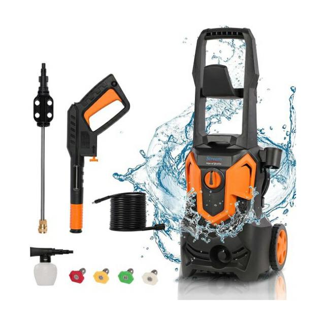 3000PSI Electric Pressure Washer, 1.8GPM 1650W High Power Washer Machine with 5 Quick Connect Spray Nozzles and Detergent Tank for Cleaning , Ca