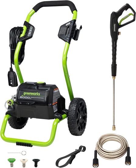 Greenworks 2000 Max PSI @ 1.1 GPM (13 Amp) Electric Pressure Washer (Green Frame)