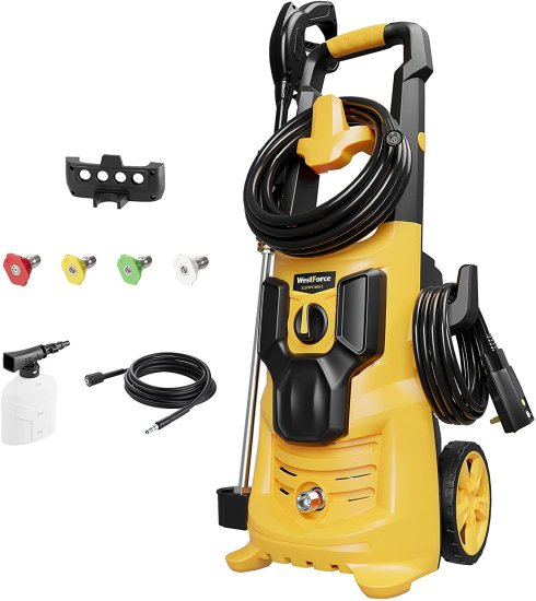 WestForce Electric Pressure Washer, 2950 PSI 1.76 GPM Electric Power Washer, 1600 W High-Pressure Washer Car Washing Machine with 4 Nozzles and