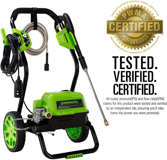 Greenworks 2000 Max PSI @ 1.1 GPM (13 Amp) Electric Pressure Washer (Black Frame) &amp; Chemical Guys Chenille Premium Scratch-Free Microfiber Wash_3