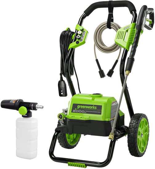Greenworks 2000 Max PSI @ 1.1 GPM (13 Amp) Electric Pressure Washer GPW2000-1RB + Greenworks High Pressure Soap Applicator 51362の通販は