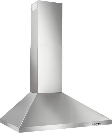 Broan-NuTone BW5030SSL Convertible, 3-Speed Modern European Design Wall-Mounted LED Lights Stainless Steel Chimney Range Hood, 30-Inch