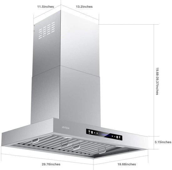 IKTCH 30 inches Wall Mount Range Hood, 900 CFM Stainless Steel Kitchen Chimney Vent with Gesture Sensing & Touch Control Switch Panel, 2 Pcs Adj_6