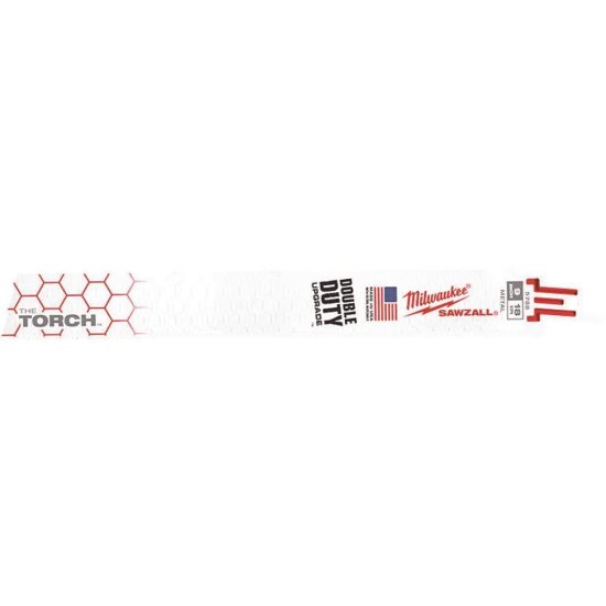 Milwaukee 48-00-8788 9 in. 18 Teeth per in. TORCH Thick Metal Cutting SAWZALL Reciprocating Saw Blades - pack of 25
