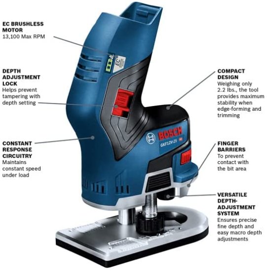 BOSCH ボッシュ 12V Max EC Brushless Palm Edge Router (Bare Tool) GKF12V-25N_1