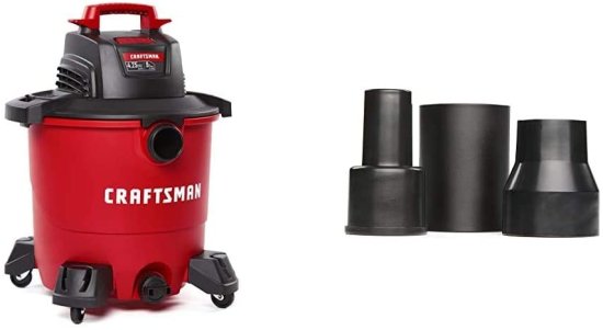 CRAFTSMAN CMXEVBE17590 9 Gallon 4.25 Peak HP Wet/Dry Vac, Portable Shop Vacuum with Attachments &amp; CMXZVBE38673 3Piece Wet/Dry Vacuum Adapter Con_1