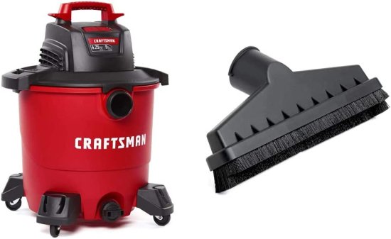 CRAFTSMAN CMXEVBE17590 9 Gallon 4.25 Peak HP Wet/Dry Vac, Portable Shop Vacuum with Attachments & CMXZVBE38666 1-7/8 in. Floor Brush Wet/Dry Vac