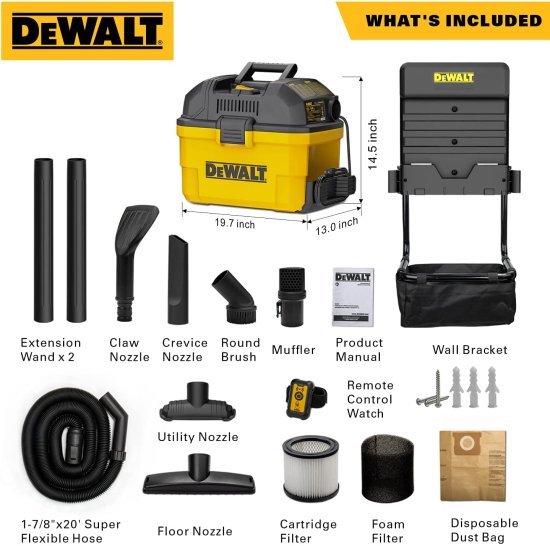 Dewalt デウォルト Portable 6 Gallon 5 Horsepower Wall-Mounted Garage Wet Dry Vacuum Cleaner DXV06G_2