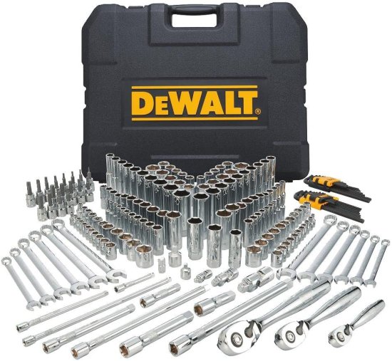 Dewalt デウォルト Mechanics Tools Kit and Socket Set, 204-Piece, 1/4" & 3/8" & 1/2" Drive, MM/SAE (DWMT72165)