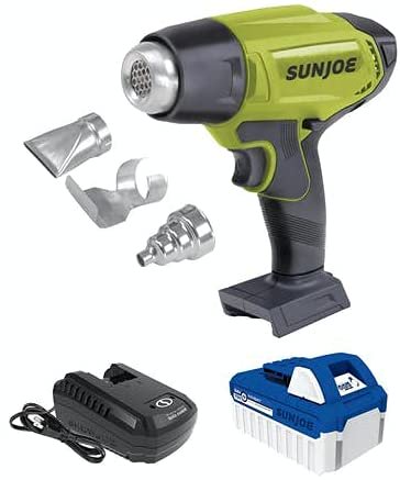 Sun Joe 24V-HG100 24-Volt iON+ Cordless Heat Gun Kit | w/ 4.0-Ah Battery and Charger | 1022 °F | 5 Second Ramp | Accessories for Crafts, Shrink