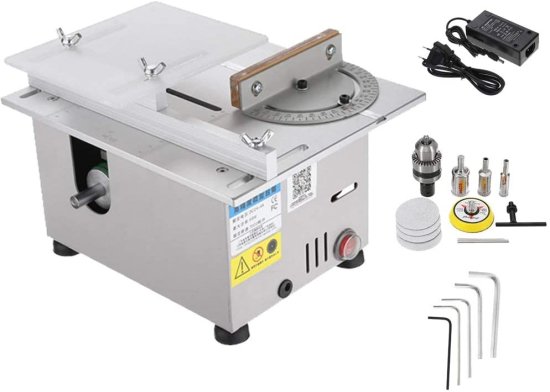 Upgrade Version Table Saw Mini Precision Table Saws DIY Wood Working Lathe Polisher Drilling Machine for DIY Handmade Wooden Model Crafts, Print