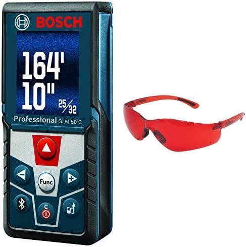 BOSCH ボッシュ GLM 50 C Bluetooth Enabled Laser Distance Measurer with Color Backlit Display and Laser Enhancement Glasses