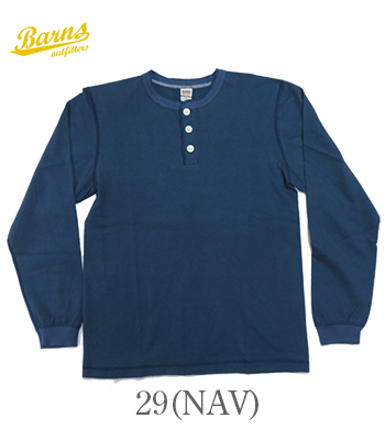 BARNS バーンズ 長袖|小寸編み|ユニオンスペシャル|ヘンリーネックTEE