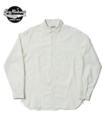 バスリクソンズ 長袖 シャンブレーシャツ BUZZ RICKSONS WHITE