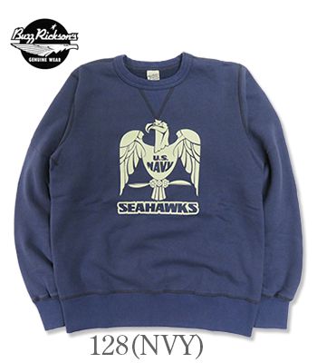 BUZZ RICKSONS バズリクソンズ 丸胴|セットインクルーネックスウェット『U.S.NAVY SEAHAWKS SET-IN CREW NECK SWEAT』【アメカジ・ミリタリー】BR69631