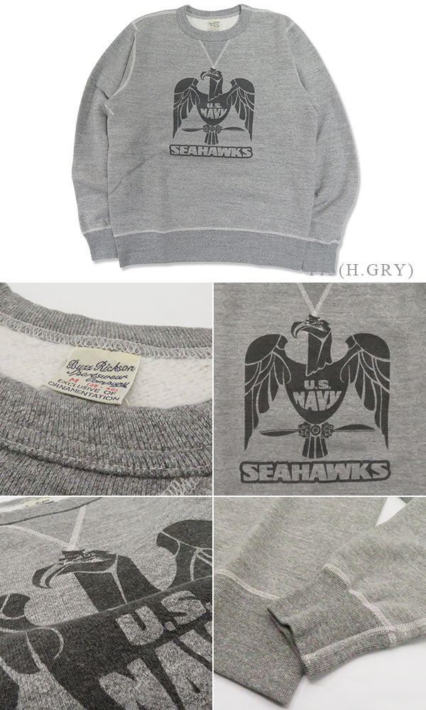 BUZZ RICKSONS バズリクソンズ 丸胴|セットインクルーネックスウェット『U.S.NAVY SEAHAWKS SET-IN CREW NECK SWEAT』【アメカジ・ミリタリー】BR69631