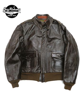 バスリクソンズ A-2 フライトジャケット BUZZ RICKSONS A-2 ROUGHWEAR CLOTHING CO. ANILINE HAND FINISHED BR80593