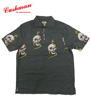 CUSHMAN クッシュマン 25周年|半袖|レーヨンコットン|プルオーバーシャツ|Tattooing MASATO『R/C PULLOVER HAWAIIAN SHIRTS SKULL & SNAKE』【アメカジ・アロハ】25438の通販は