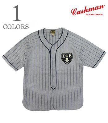 CUSHMAN クッシュマン 半袖|コットンリネン|ベースボールシャツ『C/L BASEBALL SHIRT ΣΦΕ』【アメカジ・カレッジ】25474