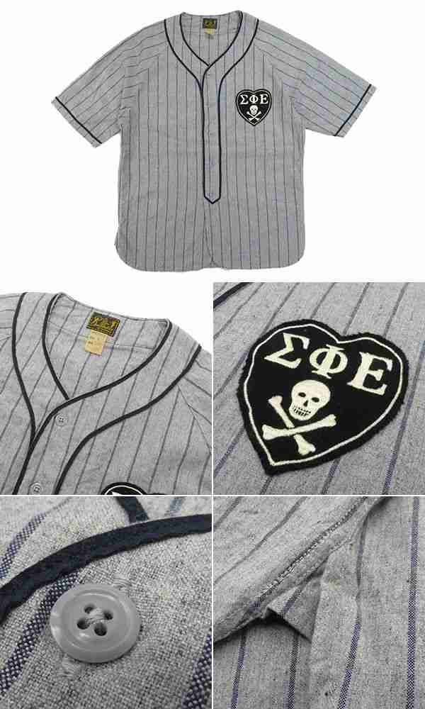 CUSHMAN クッシュマン 半袖|コットンリネン|ベースボールシャツ『C/L BASEBALL SHIRT ΣΦΕ』【アメカジ・カレッジ】25474