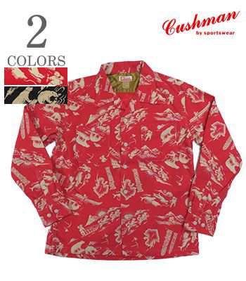 CUSHMAN クッシュマン 長袖|アラスカ|オープンカラーシャツ『ALASKA PRINT OPEN COLLAR SHIRTS』【アメカジ・ワーク】25585