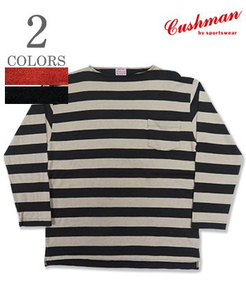 CUSHMAN クッシュマン 八分袖|20番双糸|ボーダー|ポケットTシャツ『HEAVY WEIGHT BORDER BOAT NECK TEE』【アメカジ・ワーク】26849