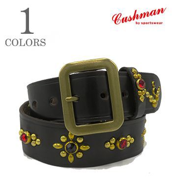 CUSHMAN クッシュマン シングルピン|カウハイド|HAP STORE|スタッズベルト|5ホール『40mm SINGLE PIN STUDS LEATHER BELT』【アメカジ・