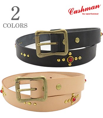 CUSHMAN クッシュマン シングルピン|カウハイド|手染め|スタッズベルト|5ホール『30mm SINGLE PIN STUDS BELT』【アメカジ・ベルト】2926