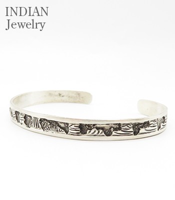 INDIAN JEWELRY ナバホ族 スタンプワーク バングル Navajo