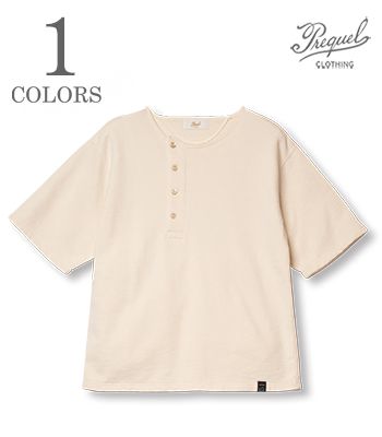 PREQUEL プリクエル 半袖|ヘンリーネック|スウェット『Henley Sweatshirt』【アメカジ・カレッジ】C1004