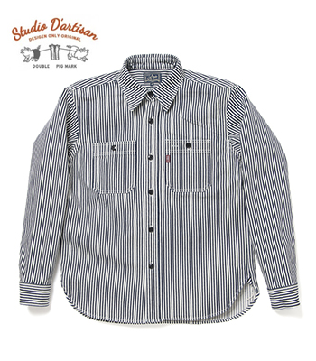STUDIO DARTISAN ステュディオダルチザン 長袖|ヒッコリー|ワークシャツ『14oz. HICKORY WORK SHIRT』【アメカジ・ワーク】D5335H