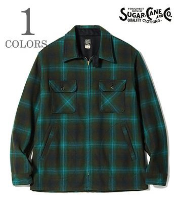 SUGAR CANE FICTION ROMANCE シュガーケーン オンブレチェック|ジップ|シャツジャケット『8oz. WOOL OMBRE CHECK ZIP SHIRT』【アメカジ