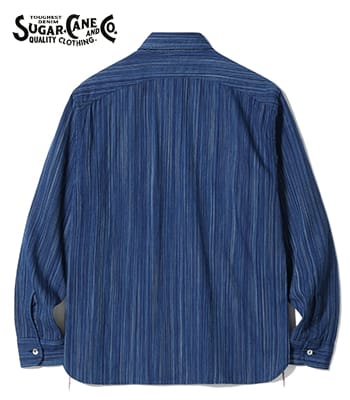 SUGAR CANE FICTION ROMANCE シュガーケーン カセ染め|インディゴストライプ|ワークシャツ『5.5oz. INDIGO STRIPE WORK SHIRT』【アメカジ・ワーク】SC29396