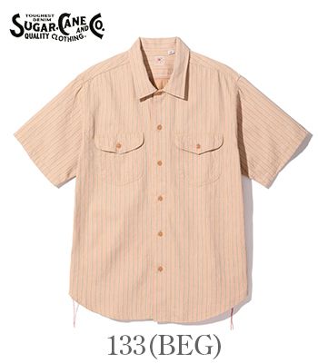 シュガーケーン 半袖 コークストライプ ワークシャツ SUGAR CANE COKE STRIPE WORK SHIRT SC38699_1