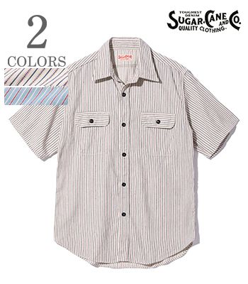 SUGAR CANE シュガーケーン 半袖|ドビーストライプ|ワークシャツ『DOBBY STRIPE WORK SHIRT』【アメカジ・ワーク】SC39306