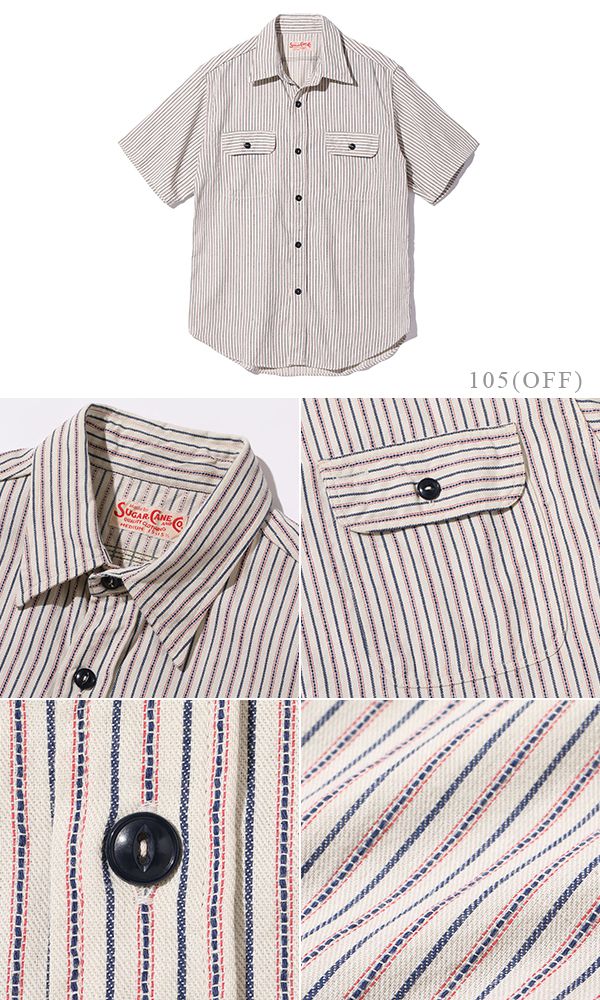 SUGAR CANE シュガーケーン 半袖|ドビーストライプ|ワークシャツ『DOBBY STRIPE WORK SHIRT』【アメカジ・ワーク】SC39306_4
