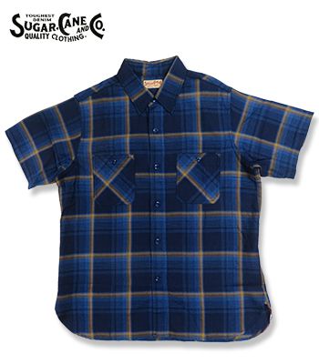 SUGAR CANE シュガーケーン 半袖|インディゴ|チェック|ワークシャツ『INDIGO CHECK SHIRT』【アメカジ・ワーク】SC39518_1