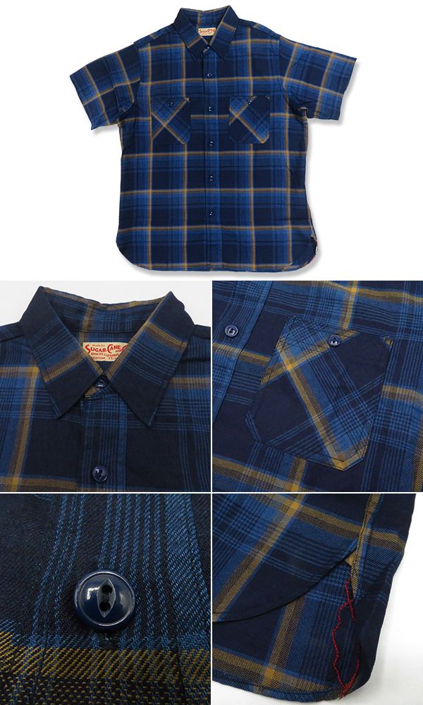 SUGAR CANE シュガーケーン 半袖|インディゴ|チェック|ワークシャツ『INDIGO CHECK SHIRT』【アメカジ・ワーク】SC39518_3