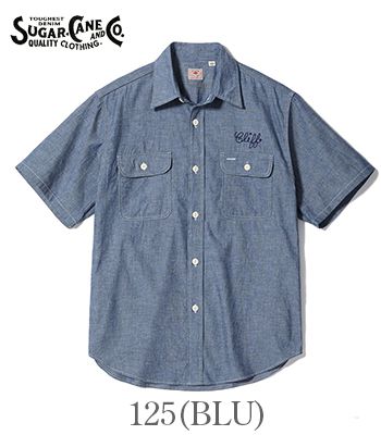 SUGAR CANE シュガーケーン 半袖|刺繍|シャンブレー|ワークシャツ『CHAMBRAY WORK SHIRT Boxing Club』【アメカジ・ワーク】SC39527_3
