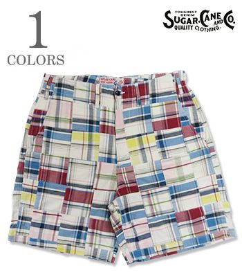 SUGAR CANE シュガーケーン マドラスチェック|パッチワーク|ショートパンツ『MADRAS CHECK PATCHWORK SHORTS』【アメカジ・カレッジ】SC52563
